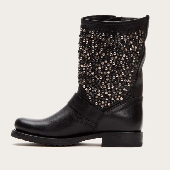 Frye Black Studded Combat Boots - Picture 3 of 13